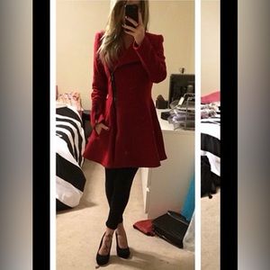 ASOS Red Wool Blend Coat, Size 2